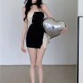Halter Bodycon Dress Contrast Color Hollow Out Summer Party Mini Dress. 