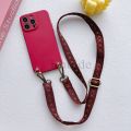 HoneyYami Classic Strap Case For iPhone 15 Pro Max 14 13 12 Mini X XR XS 7 8 Plus 11 Pro Crossbody Lanyard Neck Cord Liquid Silicone Cover.