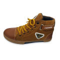 Boots high neck mid caff golden,black mix fabrics and leather rubber sool shoes for man..