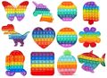 Multipurpose 1 pcs Rainbow Pop it Fidget Toy, Bubble Sensory Toy for Kids and Adults, Stress Reliever, 4 different Shapes Poppers-Heart, Circle, Octagon, Square Pressure Reliving (Any Design).