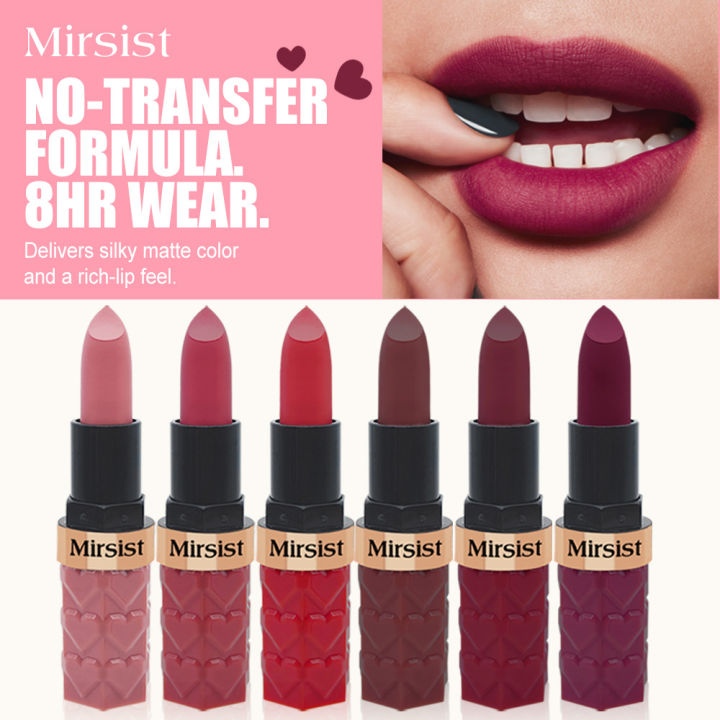 Pack of six Mirsist cross-border matte lipsticks are not easy to fade, matte and do not change color, and the long-lasting lipstick set is wholesale