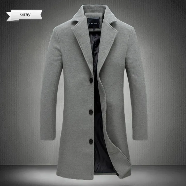 2023%20Spring%20and%20Autumn%20Long%20Cotton%20Coat%20New%20Wool%20Blend%20Pure%20Color%20Casual%20Business%20Fashion%20Men's%20Clothing%20Slim%20Windbreaker%20Jacket%20-%20Image%205