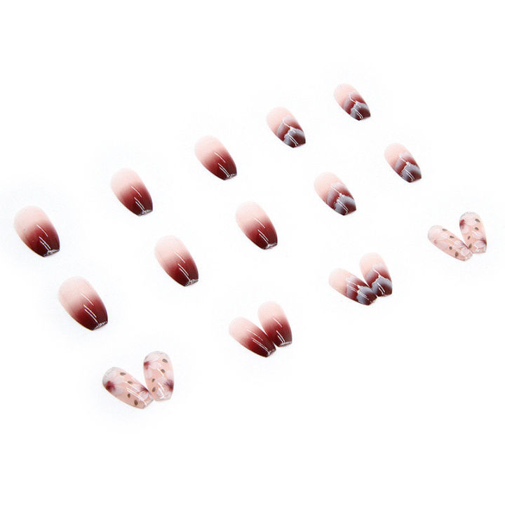 24Pcs%20Wine%20Red%20Fake%20Nails%20with%20Glue%20DIY%20Art%20Design%20Flower%20False%20Nails%20Wearable%20Nails%20Stylish%20Pattern%20Artificial%20Nails%20-%20Image%204