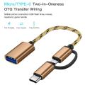 2 In 1 Type-C Micro USB To USB 3.0 Interface OTG Adapter Cable.