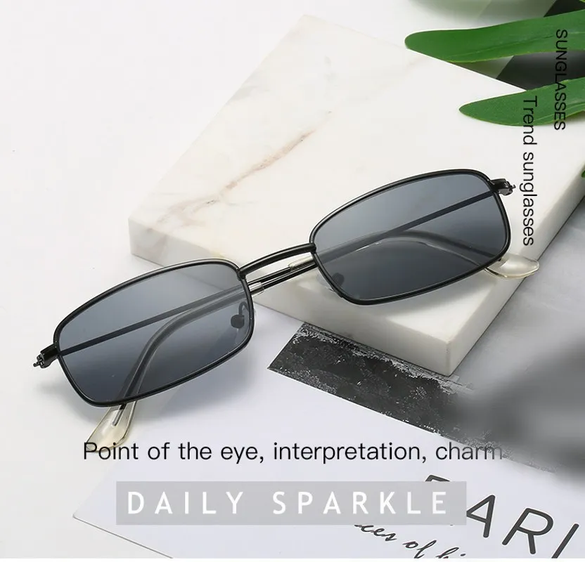 New Retro Small Rectangular Sunglasses Fashion Retro Metal Frame