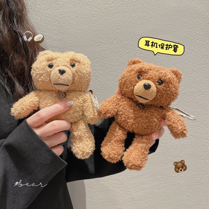 Plush%20Cartoon%20Teddy%20Bear%20Airpods%20Earphone%20Sleeves%20Apple%201/2%20Bluetooth%20Wireless%20Protective%20Case%20Drop-Resistant%20for%20Women%20-%20Image%202