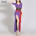 New Modal Belly Dance Practice Clothing One Pieces High Split Dress Women Lady Elegant Dancing Costume Belly Dance Wear. 