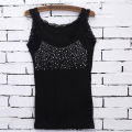 Summer Lace Vest for Women Plain Cotton Sleeveless Soft Cosy Shirt Rhinestones Mosaic Fashion Vest Korean Style Shirt Female Clothing. 