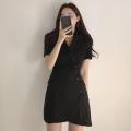 Women's Korean-Style Elegant Suit Collar Slim-Fit Sheath Dress. 