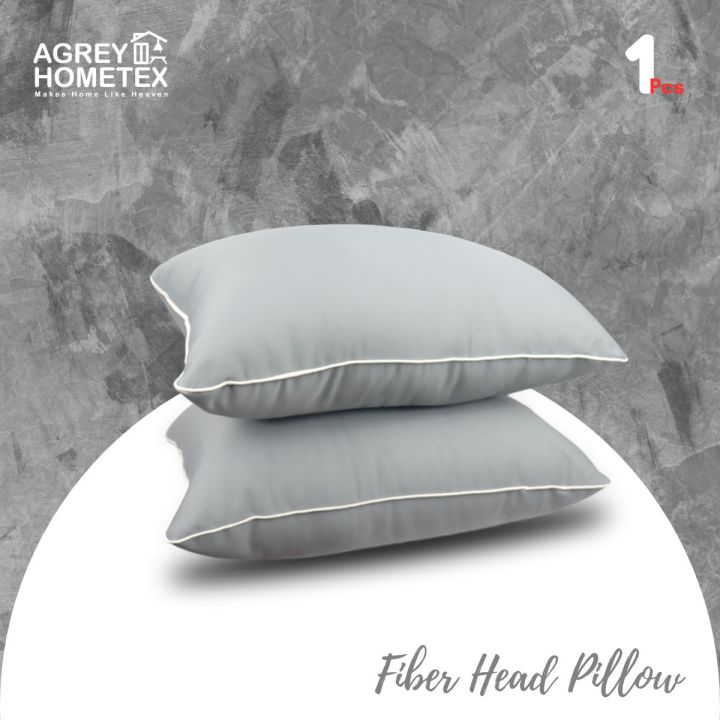 Fiber Head Pillow, Cotton Fabric, Ash (18"x26"), 1 Pcs