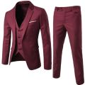 Men's Brand Suits Blazer 3 Pieces Red Elegant Slim Fit Button Dress Suit Vest Party Wedding Formal Business Casual Terno. 