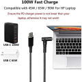 USB C to DC 4.5 x 3.0mm Laptop Charging Cable Adapter Converter 100W PD Power Charger Supply Extension Cord for HP Notebook. 