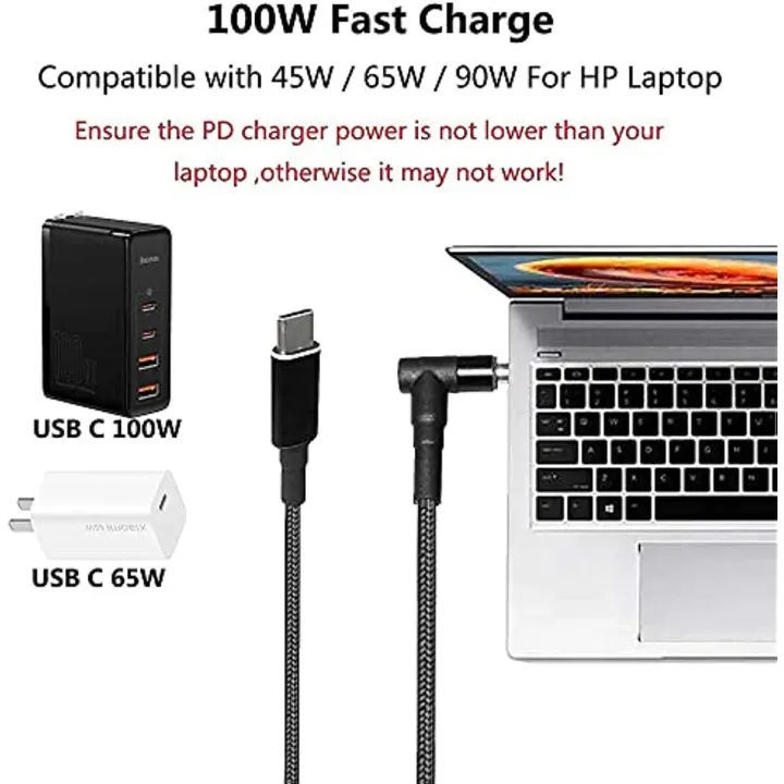 USB%20C%20to%20DC%204.5%20x%203.0mm%20Laptop%20Charging%20Cable%20Adapter%20Converter%20100W%20PD%20Power%20Charger%20Supply%20Extension%20Cord%20for%20HP%20Notebook%20-%20Image%202
