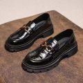 Loafers 2023 New British Style Small Leather Shoes Women's Thick Flatform Thick-Soled Block Heel Loafers Mary Jane Small Leather Shoes. 