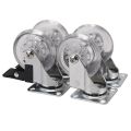 4 x Heavy Duty 75mm Swivel Castor Wheels Trolley Furniture Caster with Brakes - Load Capacity 100kg Per Wheel (Set of 2 x Swivel & 2 x Braked).