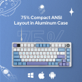 LEOBOG HI75 Metal Base Keyboard Gasket Structure Mechanical Gaming Keyboard RGB Backlit Hot Swap HIFI Sound with PBT Keycaps. 
