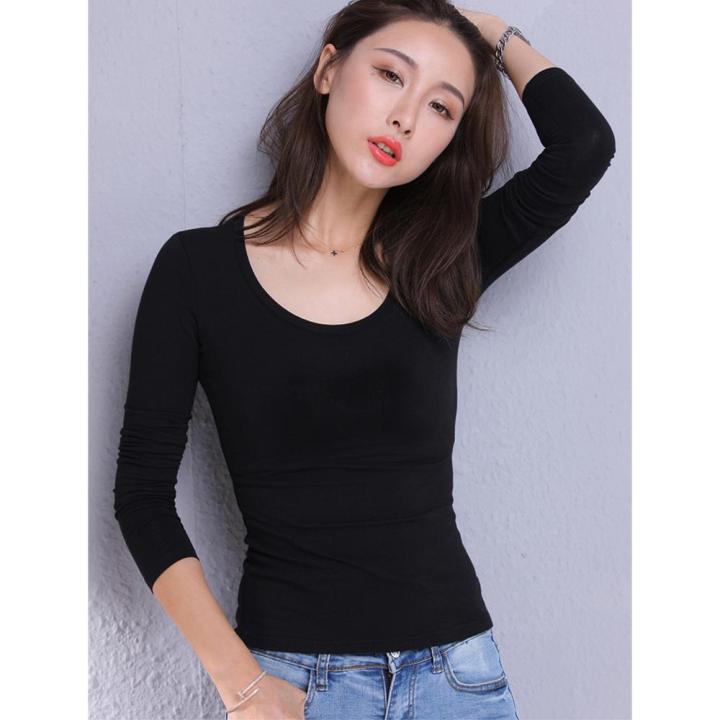 Cotton%20Women's%20T-shirt%20Long-sleeved%20Solid%20Color%20Women%20T-shirts%20Leisure%20Woman%20T%20shirt%20for%20Female%20Tops%20Tees%20-%20Image%204