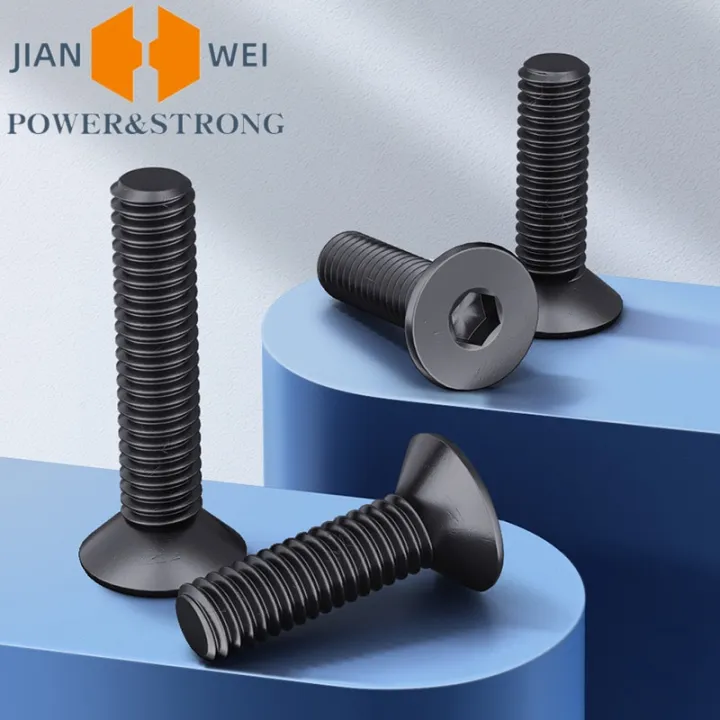 50/20/10/5pcs%20M1.6%20M2%20M2.5%20M3%20M4%20M5%20M6%20M8%20Black%20Grade%2010.9%20Hexagon%20Hex%20Socket%20Head%20Flat%20Countersunk%20Allen%20Bolt%20Screw%20-%20Image%202