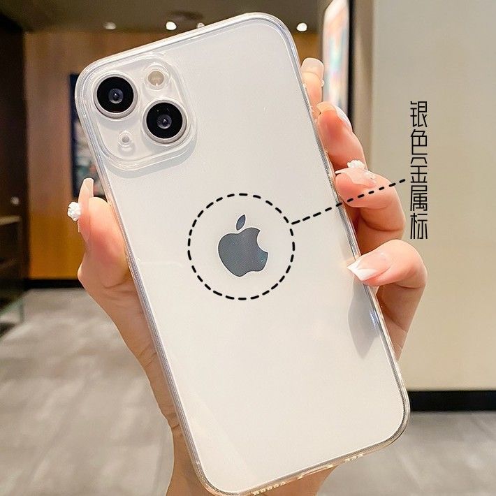 Apple. Metal Look Silver Color Logo Sticker for All Mobile