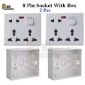 8 Pin Socket With Box (220V/240V 16A ) Multi Function Universal Wall Socket.