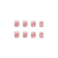 24Pcs Pink Fake Nails with Glue DIY Art Design Flower False Nails Wearable Nails Stylish Pattern Artificial Nails. 
