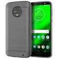lthmy for Motorola Moto G6 Plus Case Carbon Fiber TPU Soft Silicone Back Cover Armor Phone Case Casing.