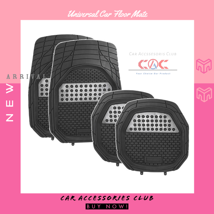 Car Floor Mat 4 Pieces Heavy Duty Rubber PVC
