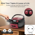 Portable CD Player Cassette CD Player AM FM Radio Bluetooth Speakers AUX USB MP3 Plays with Remote Control EU Plug.
