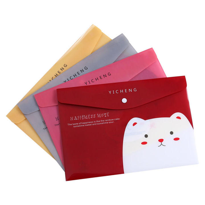 Upscaled Quality - PVC Folder Pen Box Cute Cartoon File Bag Office Information Bag Pen Box Snap Button PVC Folder - Innovative Design