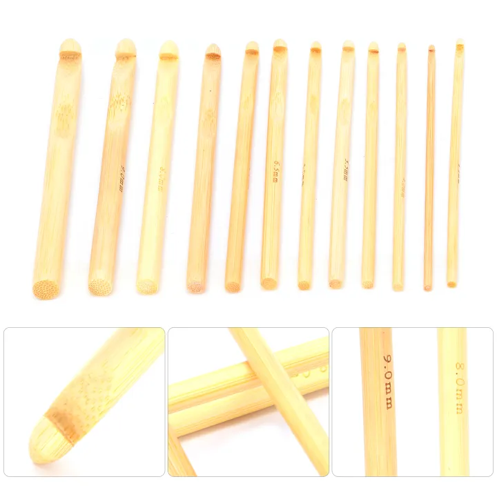12pcs%20Crochet%20Hooks%20Bamboo%20Smooth%20Handcrafted%20Knitting%20Needles%20for%20Crocheting%20Shawl%20-%20Image%202