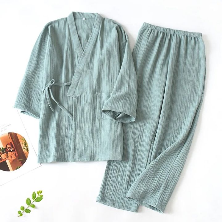 Women%20relax%20wear%20Pajama%20Robe%20Sets%20Cotton%20crepeTops+%20Pants%202%20Pieces%20Sets%20Casual%20Trouser%20Home%20wear%20Suits%20Nightgown%20-%20Image%202
