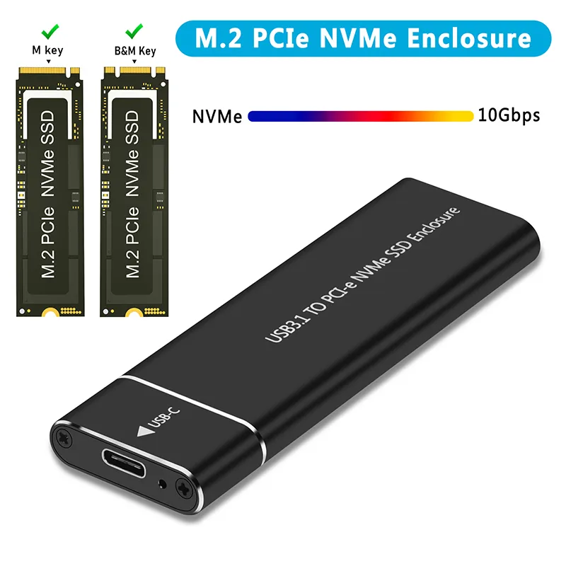 NVMe SSD Enclosure Adapter Aluminum Case USB C Gen2 10Gbps