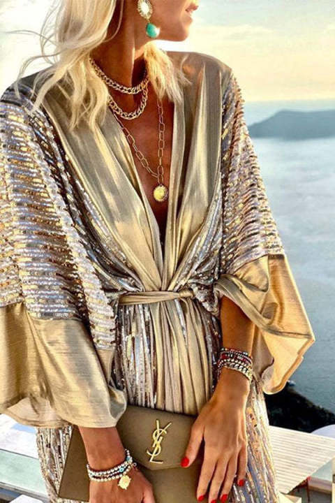 2023%20Cover%20Up%20Women%20Bohemian%20Maxi%20Long%20Kimono%20Tunic%20Cape%20Beach%20Dress%20Fashion%20Vintage%20Sequin%20Sleeve%20Cardigan%20Holiday%20Party%20Gold%20-%20Image%202