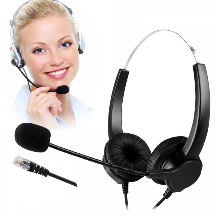 Corded Telephone Headset with Microphone Call Center