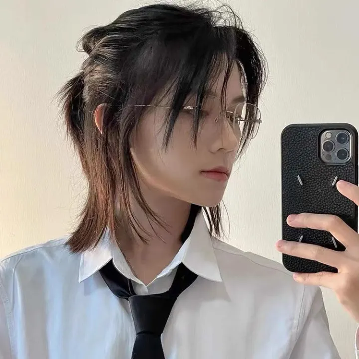 Wolf%20Tail%20Wig%20Men's%20and%20Women's%20Short%20Hair%20Internet%20Celebrity%20Same%20Style%20Natural%20Realistic%20Japanese%20Warrior%20Head%20Same%20Style%20Anchovy%20Head%20Full-Head%20Wig%20Style%20-%20Image%203