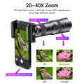 APEXEL HD Metal 20-40x zoom telescope lens phone telephoto Lenses With Extendable Mini Tripod for Samsung iPhone all Smartphones. 