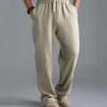 Casual Harem Men pants Male Solid Elastic Waist Straight Loose Pants Washed cotton breathable casual sports trousers linen Pants. 