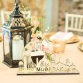 Eid Mubarak Wooden Ornament Ramadan Moon Star Letter Table Decoration for Home Islamic Muslim Pendant Eid Al Adha Party Supplies. 