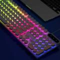 RYRA Gaming Keyboard Retro Punk USB Wired Keyboard RGB Backlit Round 104 Keys Full Keypad For Computer Game E-sports Peripherals. 