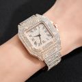 Factory direct quartz watches, fashion luxury large square diamond starry men's watches, steel band watches. 