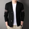 Knitted cardigan men's thin 2023 spring and autumn season new casual middle-aged and young shawl sweater, outer wearing sweater. 
