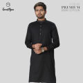 GoodMan Premium Quality Black Color Semi Long Panjabi for Men.. 