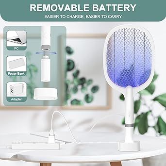 Weidasi WD-963 Moed Multifunction Electric Swatter Lsquito Rechargeable Bat with Lure Light Insect bugs Lamp Stand Holder USB Charging Cable Includithium Ion Battery WD-963