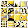Yellow Black Geometric Pattern Square Cushion Cover Pillow Case Polyester Throw Pillows Cushions For Home Decor 45x45cm. 