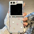Flower Pattern Folding Clear Case For Samsung Galaxy Z Flip 6 5 4 Floral Transparent Hard Cover For Samsung Z Flip5 Flip4 Flip3. 