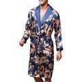 Fashion Men Satin Chinese Style Big Dragon Kimono Embroidery Simulation Silk Bathrobe Pajamas Sleepwear Gown Bath Robe Nightwear. 