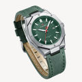 NAVIFORCE NF9200 Green PU Leather Analog Watch For Men - Silver & Green.