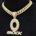 Men Women Hip Hop BLOCK Pendant Necklace Full Crystal Cuban Chain HipHop Letter Necklaces Fashion Charm Jewelry Gifts.