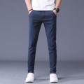 Solid Color Chinos Long Pants Fashion Casual Cotton Comfortable Slim Straight. 
