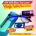 Trendsetter -Blue Cut UV 420 ANTI BLUE CUT Blue Cutting Lens with Flexible fiber frame & AO-Lens Cleaner- Inventive Choice. 